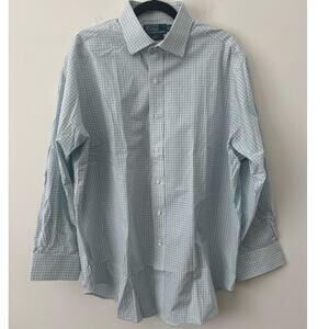 Polo by Ralph Lauren Regent Dress Shirt Men's 17 32/33 Blue Plaid Long Sleeves